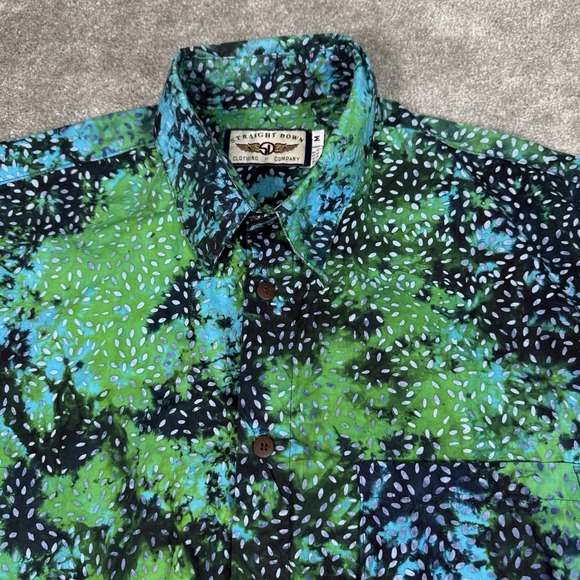 Other - Straight Down Shirt Mens Medium Short Sleeve Geometric Button Up USA Vintage‎